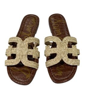 Sam Edelman Beckie RaffiaCream and Brown Sandals